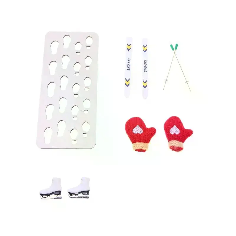 Planche de Ski Miniature en bois pour maison de poupée, 1 ensemble, décoration de scène de noël, accessoires de noël, jouets pour enfants, cadeau