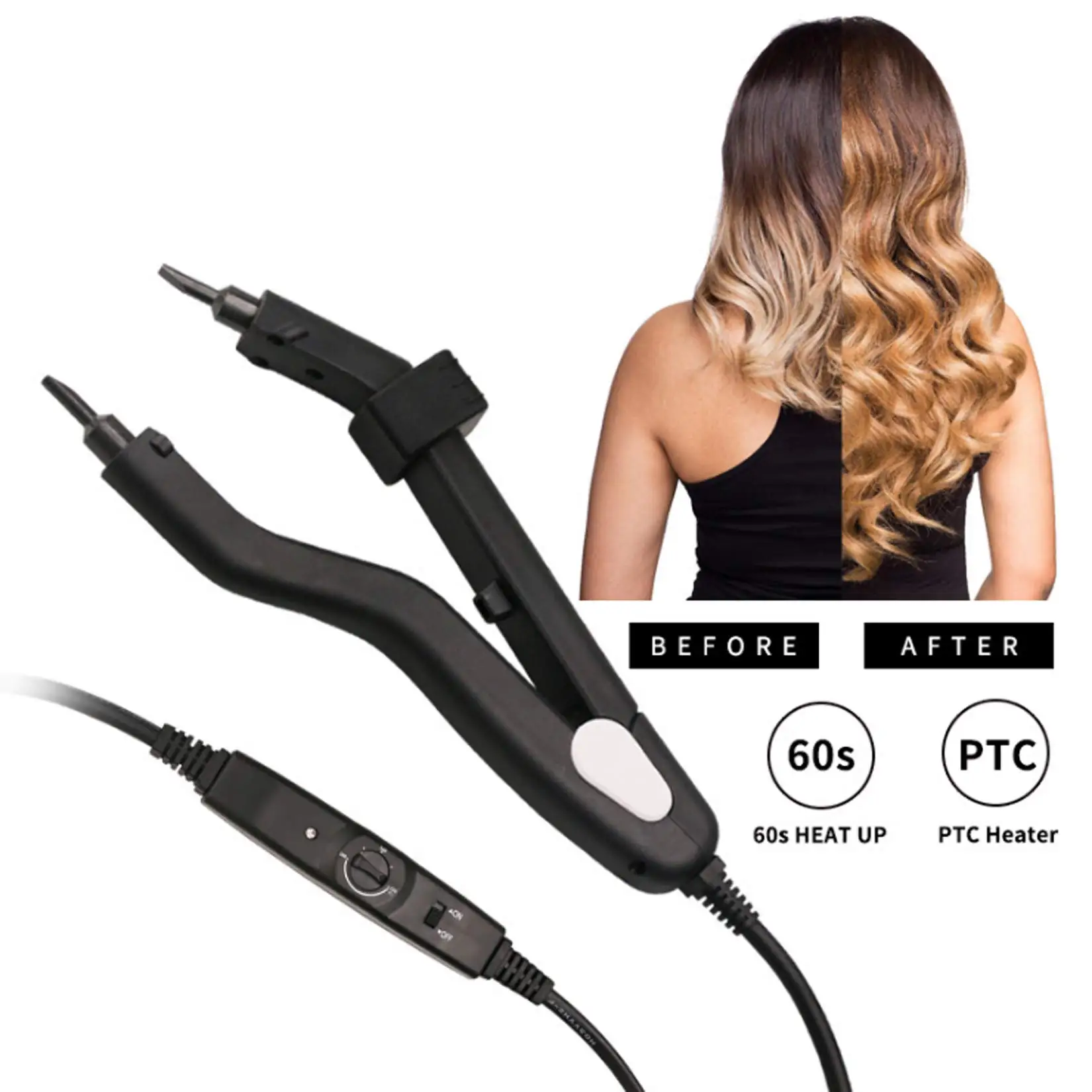 Malaika Sharp tip Keratin Bonding Tools US Plug Heating Hair Extension Iron Fusion Hair Adjustable Temperature Iron for Salon