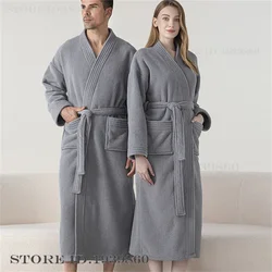 Thicken Flannel Men Women Sleepwear Winter Couple Long Robe Kimono Bathrobe Homewear Casual Coral Fleece Nightwear Loungewear