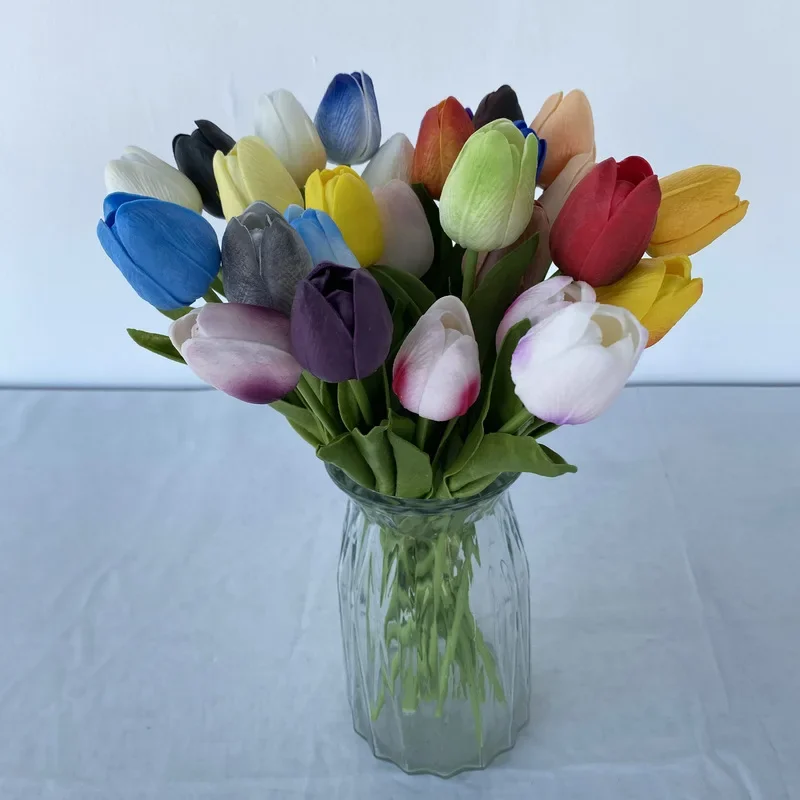 5PCS 32CM Soft Adhesive Tulip Artificial Flower Home Model Room Decoration Tulip Wedding Hotel Decoration Flower