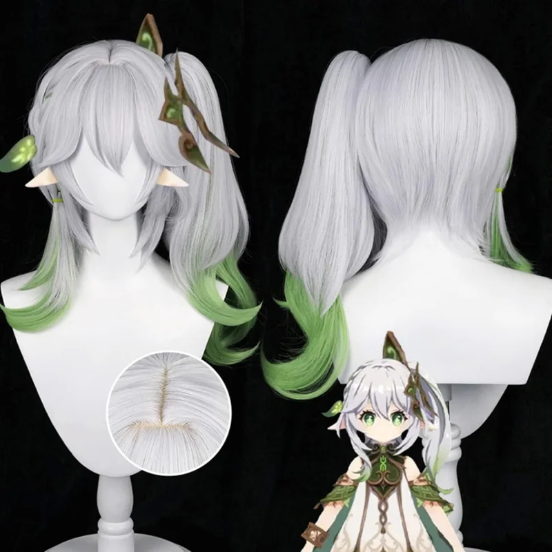 

Genshin Impact Naxi Da Grass God Cosplay Wig Sumeru Single Ponytail Dyed One-piece Gradient Style Anime Wig