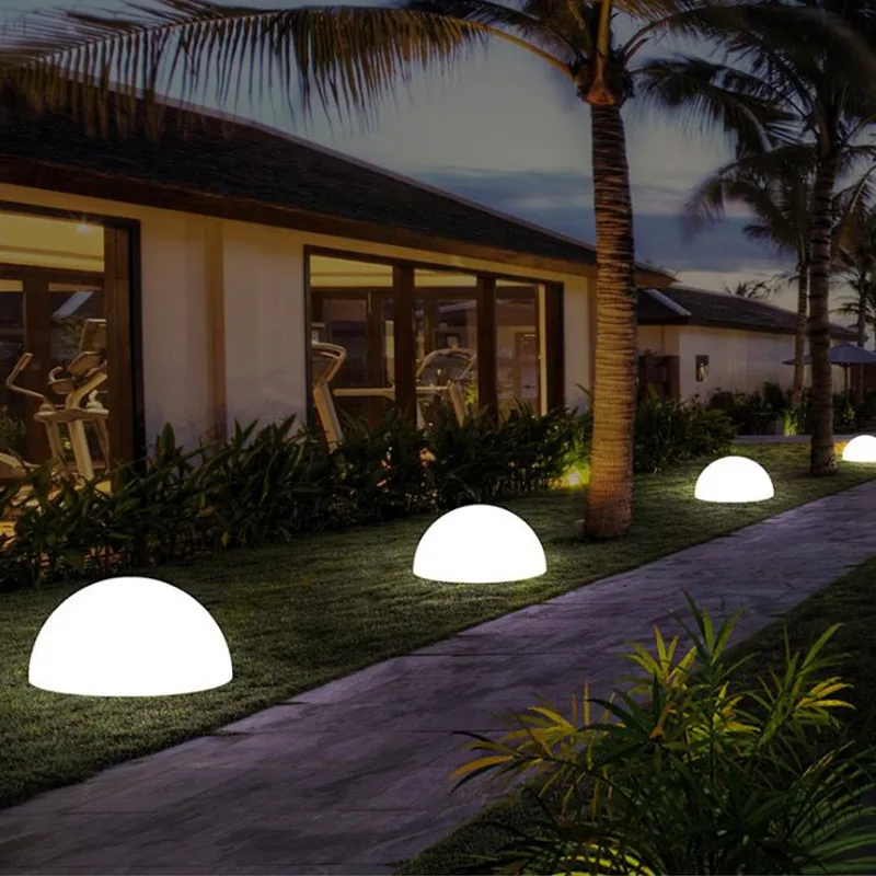 Lampe de jardin à LED avec télécommande, demi-boule, éclairage d'extérieur, luminaire de paysage, idéal pour un Patio, un sentier, une Table ou une pelouse