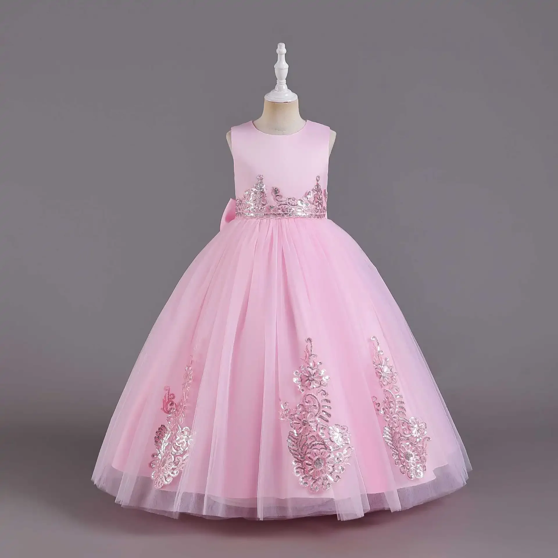 Vestido de princesa con lentejuelas para niña, traje de encaje para fiesta de cumpleaños, novedad