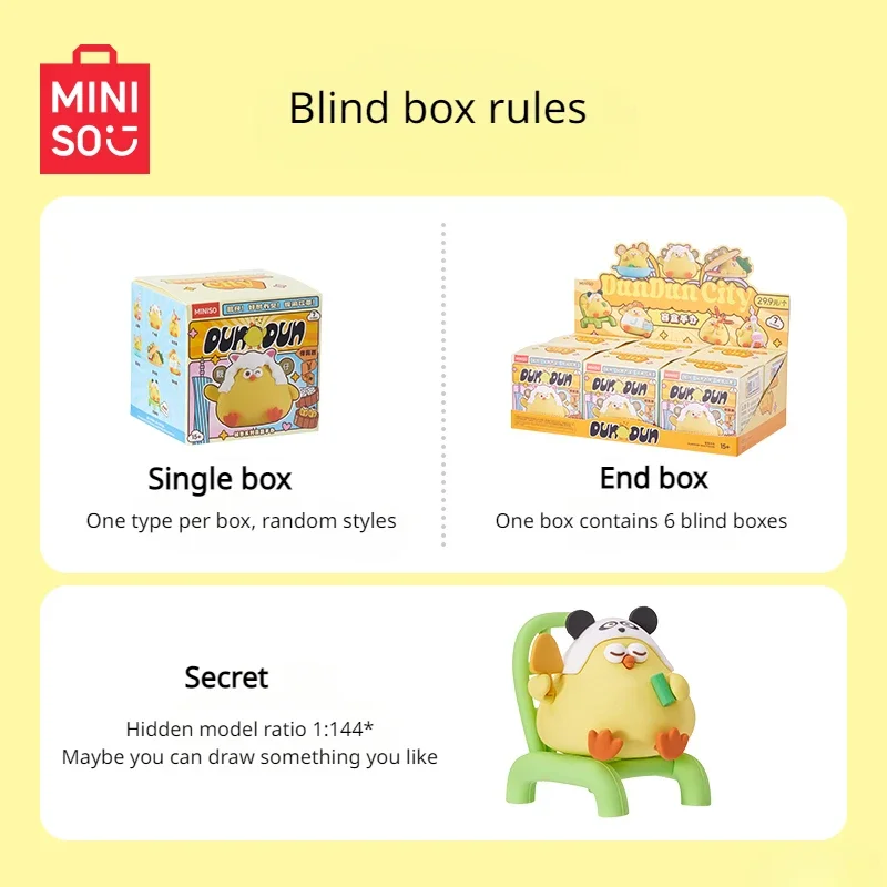 MINISO Blind Box DUNDUN City Series Model Decoration Kawaii Doll Children's Toy Figure Birthday Gift Animation Peripherals