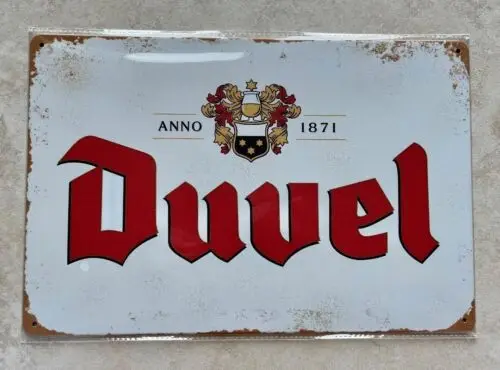 DUVEL BELGIUM BLONDE BEER METAL SIGN MAN CAVE BAR GARDEN KITCHEN 20x30cm