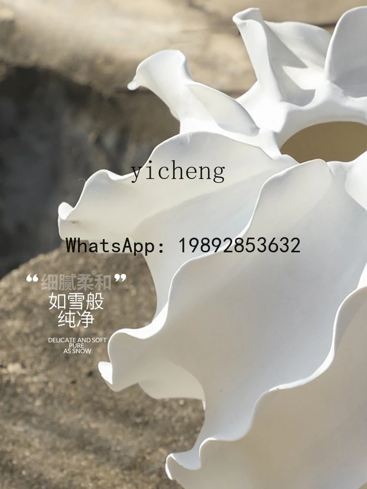 Home Simple White Ceramic Vase Countertop Hydroponic Flower Arrangement Living Room Decoration