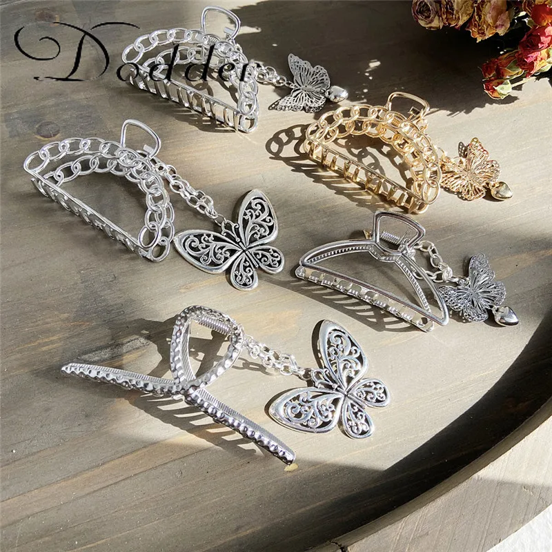 

Vintage Silver Plated Fashion Metal Hair Claws Clamps Elegant Butterfly Hair Clips Headwear Hair Crab for Women Hair Accessories