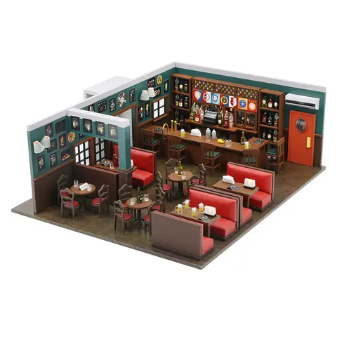 DIY Wooden Miniature Model Kit New York Pub Casa How I Met Your Mother Dollhouses Villa 3D Puzzle Home Decor Friends Xmas Gifts