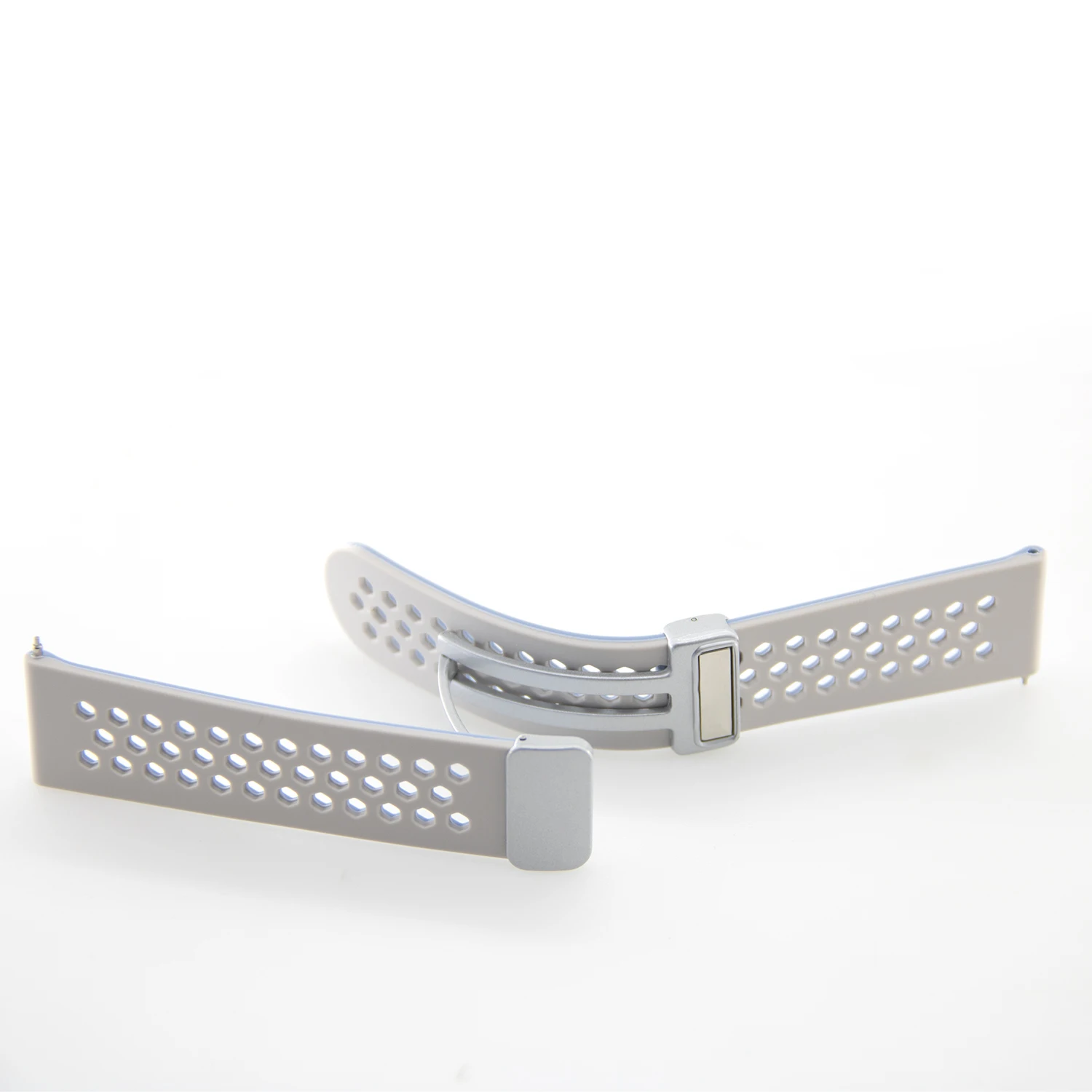 

12mm 16mm 18mm 20mm 22mm Silicone Band with Folding Magnetic Buckle & Breathable Hexagonal Air Holes Quick Release Watch Strap