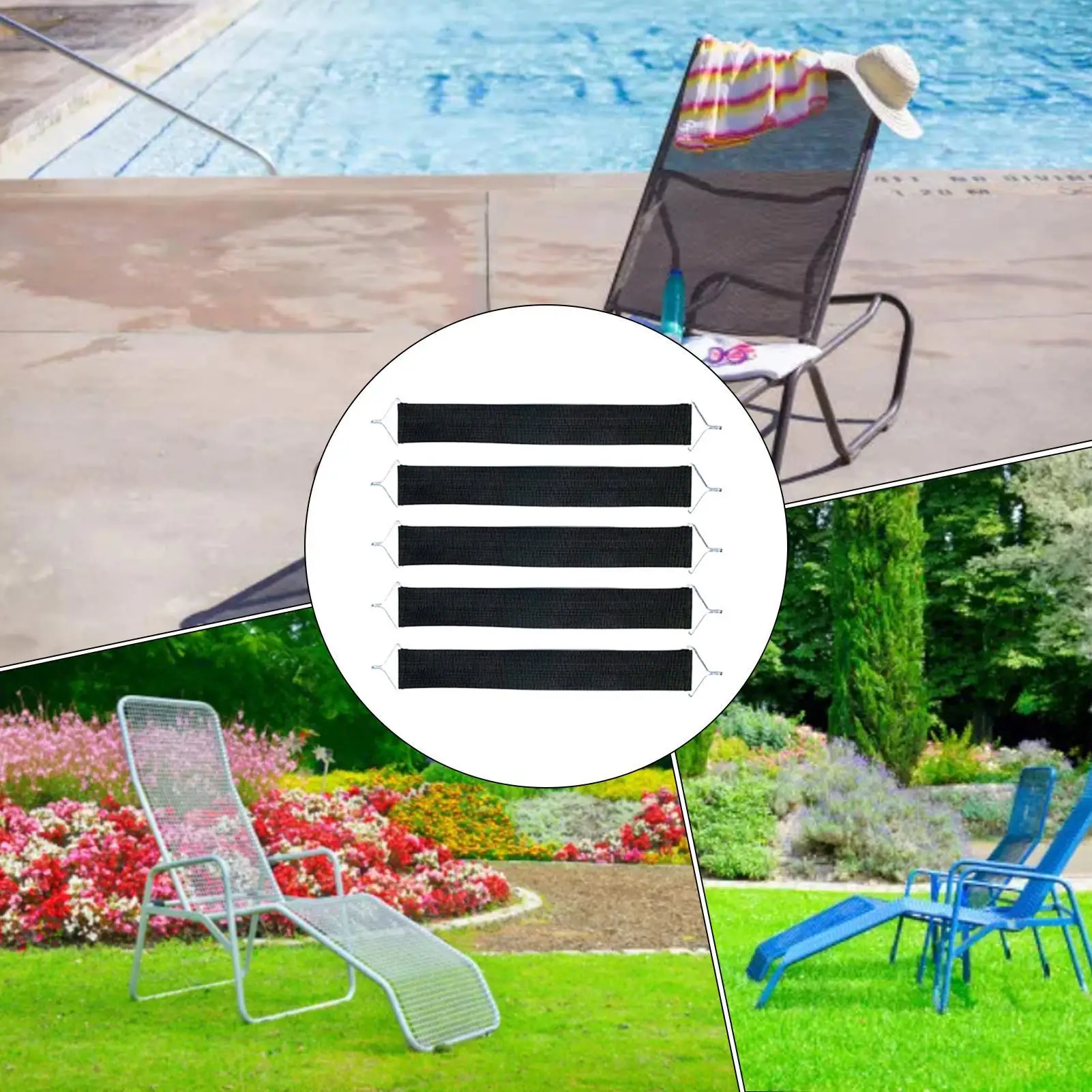 Folding Chair Fabric Bands 5 Pieces Lounge Chair Replacement nylon cord Lounge Chair Accessories Repair Rope Replacement
