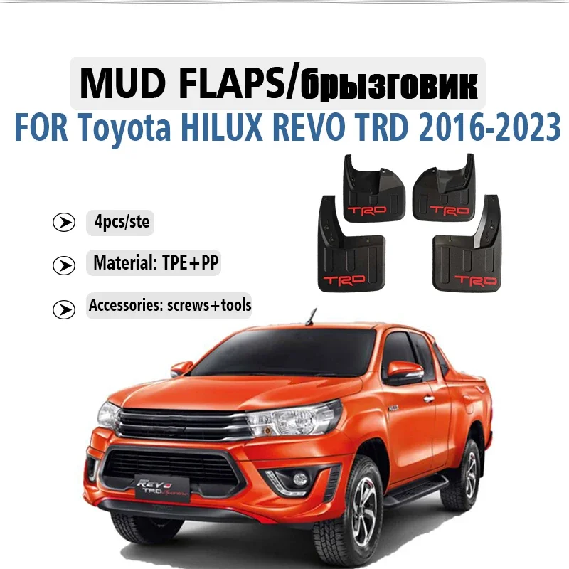 

2016-2023 FOR Toyota HILUX REVO TRD Mudflaps Fender Mud Flap Guards Splash Mudguard Car Accessories Front Rear 4pcs