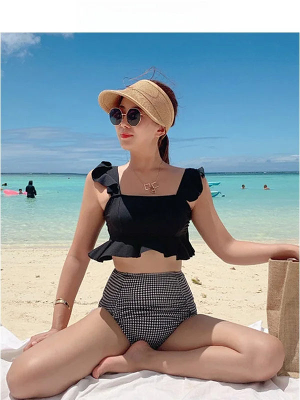 

Sexy e Bikini Swimsuit Women's Vaion Onsen Gathered Small Chest Ensemble Nylon V-ne Beach Play Thermal Use