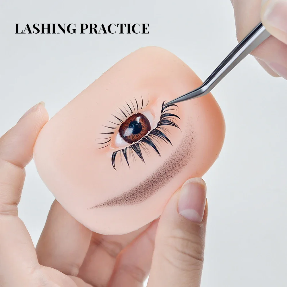 1Pair 5D Silicone Eyelash Eyebrow Makeup Practice Board Bionic Skin for Makeup Face Eyelash Practice Mannequin Training Supplies