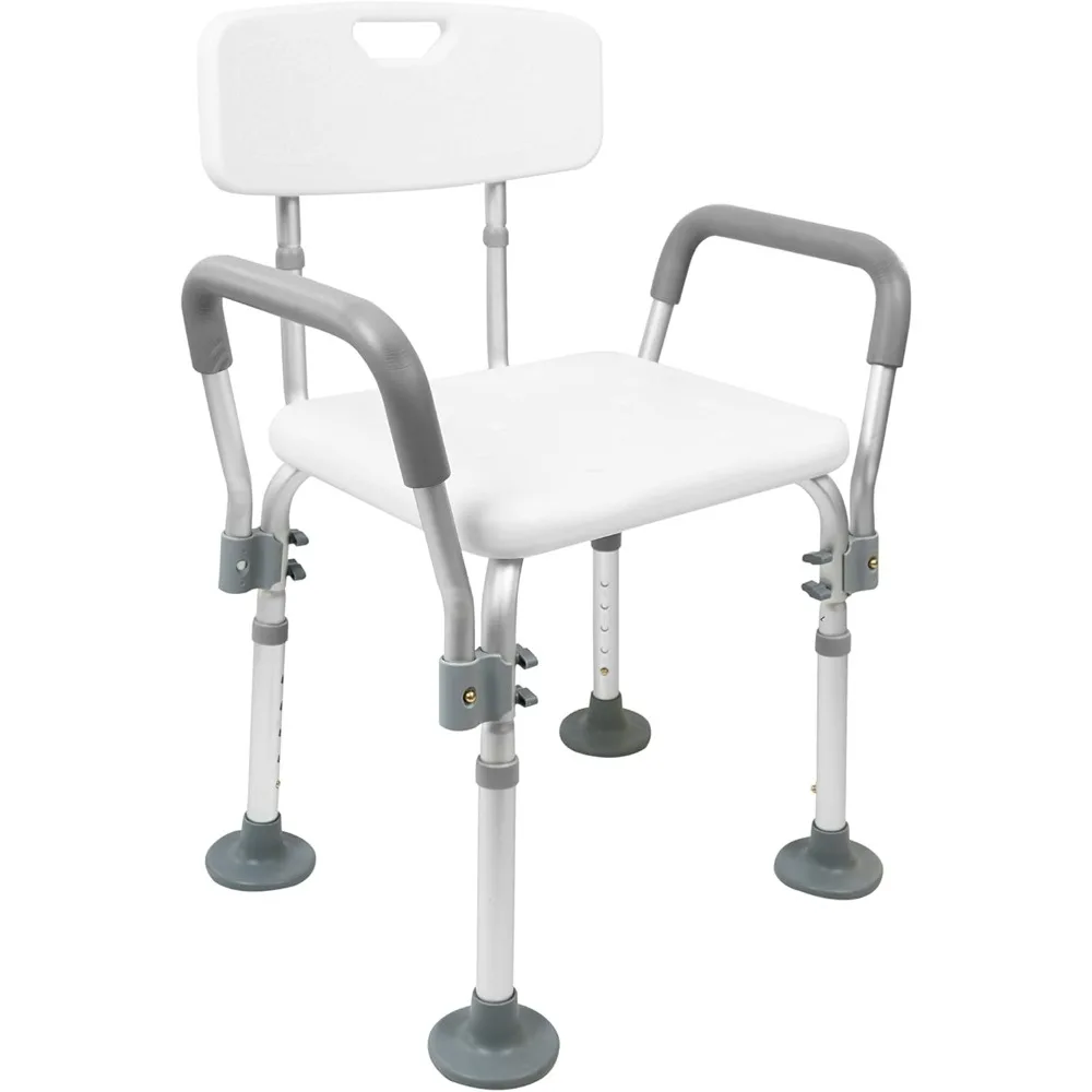 

Shower Chair with Arms, Adjustable Shower Seats for Elderly Bath Seats for Adults, White Shower Stool for Seniors, Free Assembly