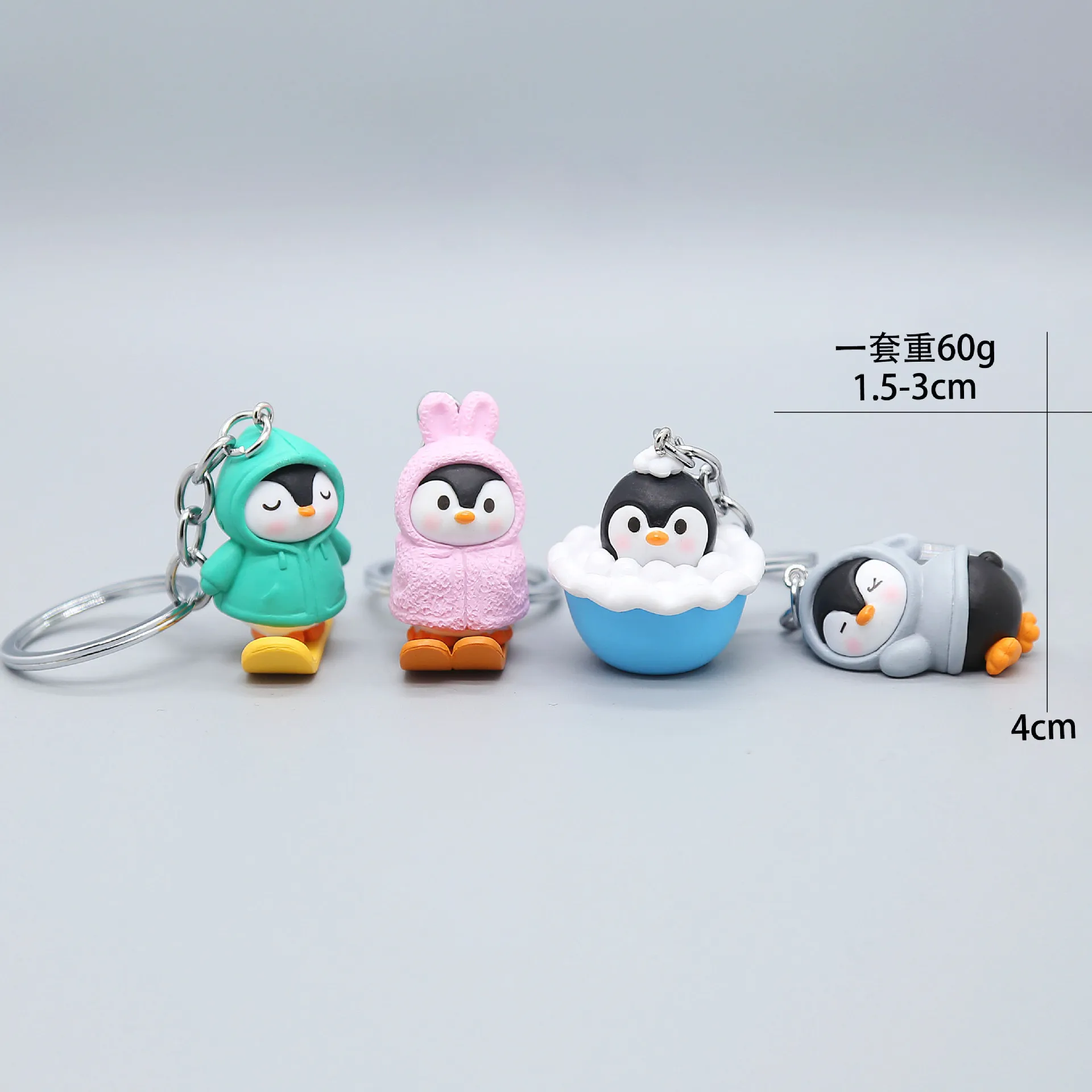 

4PCS Penguin baby Keychain cake decoration ski penguin birthday baking decoration penguin toy figure