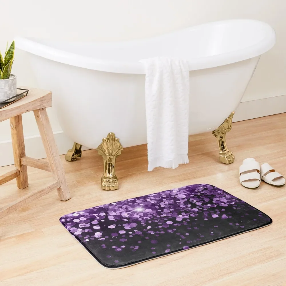 Dark Night Purple Black Glitter #1 (Faux Glitter) #shiny #decor #art Bath Mat DoorFor The Door Rug Foot Mat