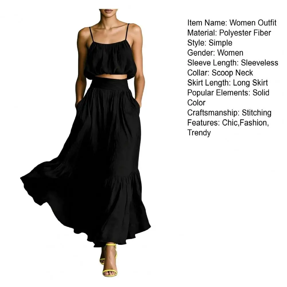 

2026 New Women Set Top + Short Skirt Two-Piece Set Mid-Waist Sexy Suspender Large Swing Skirt Suit Summer Women Two-Piece Set