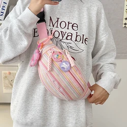 Cute lightweight pleated chest bag small fresh student Fanny pack Mori teenage crossbody bag