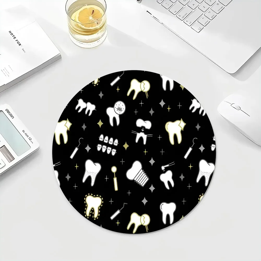 The Dentist ToothNon-slip Round Office Computer Desk Mat Table Keyboard Big Mouse Pad Laptop Cushion Non-slip for PC Gamer