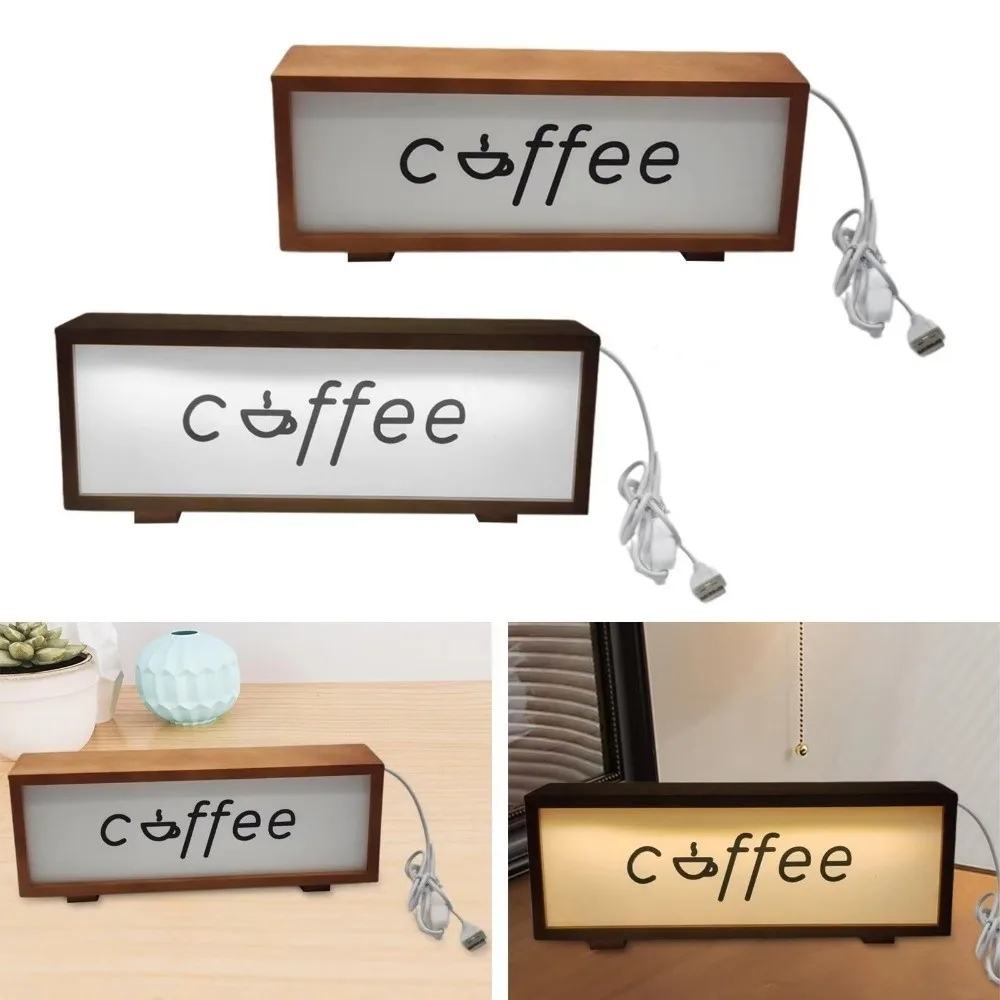 

New LED Mood Desktop Light Coffee Wooden Atmosphere Light USB Table Lamp Birthday Gift