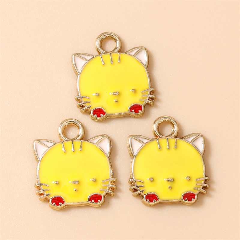 20 Stück 14x15mm Cartoon-Emaille-Tieranhänger Katzen-Charms für die Herstellung von Ohrhängern, Halsketten, Armbändern, DIY-Bastelarbeiten, Schmuckzubehör – Detail 7