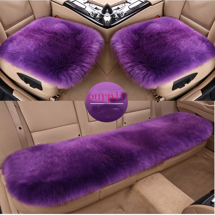 3pcs Real Genuine Sheepskin Car Seat Cover Australian Fur Seat Covers Full Sets Sofa Cushion Unviersal Car Accessories