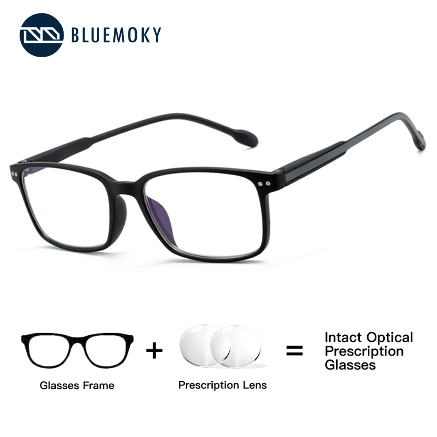

BLUEMOKY Fashion Plastic Rectangular Customized Prescription Glasses Men Women Progressive Anti Blue Light Photochromic Myopia