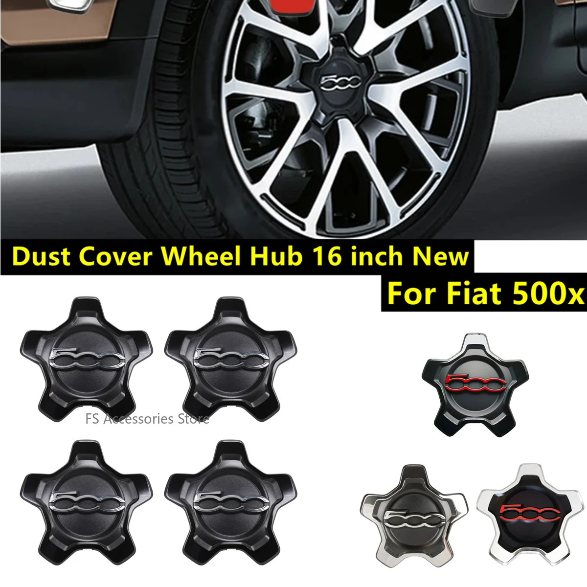 

1/2/4Pcs Hubcap For Fiat 500x 334 Hubcap Cupping Wheels Centre 16 inch Hub Caps Set Dust Cover Wheel Hub Cap 735626312 735626311