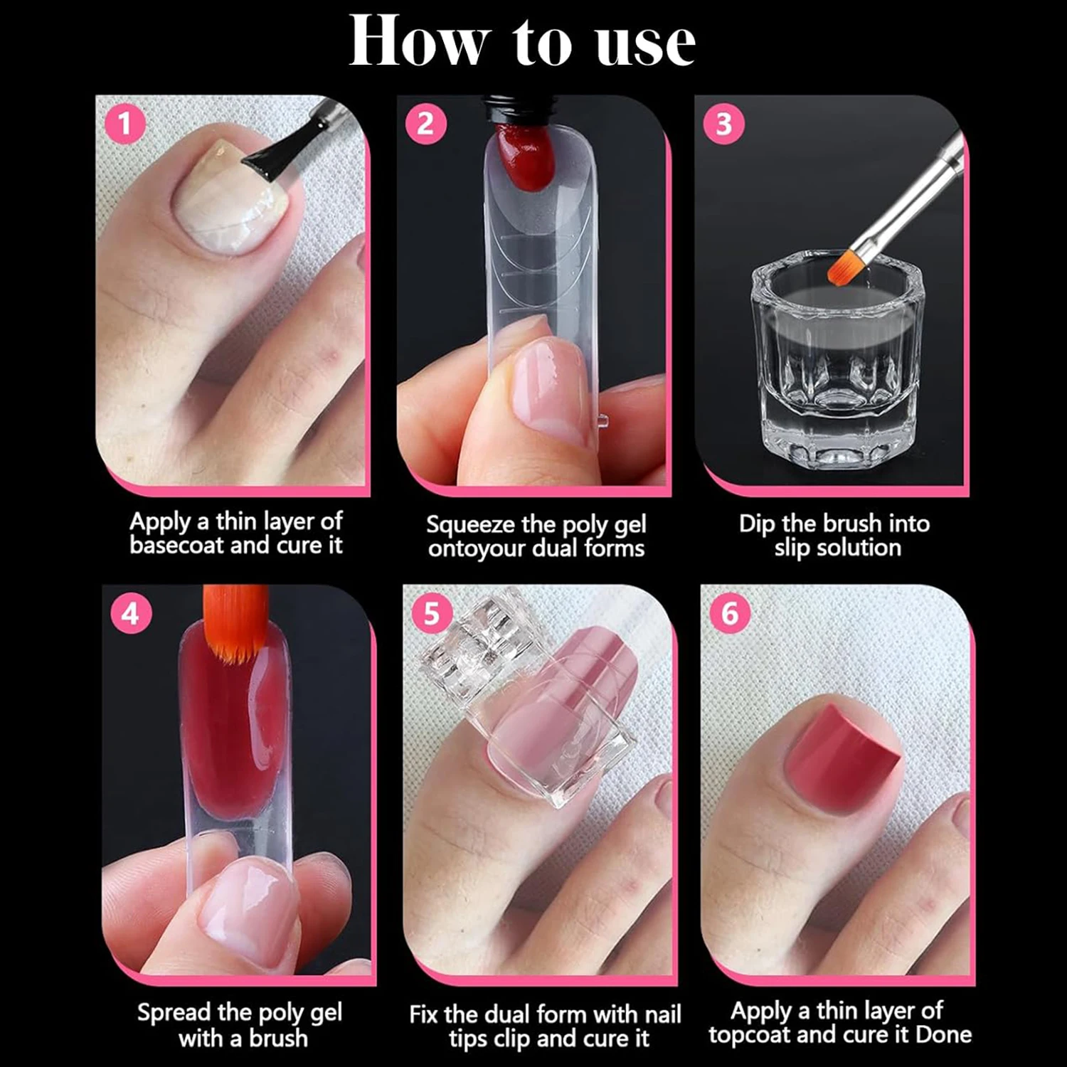 مجموعة أظافر بولي جل، لوحة أظافر مزدوجة الشكل لأظافر القدم قابلة لإعادة الاستخدام من إيبانكو، أطراف جل بولي مع فرشاة مزدوجة الأطراف وملف أظافر، 5 قطع - 12 مقاسات 120 قطعة #6