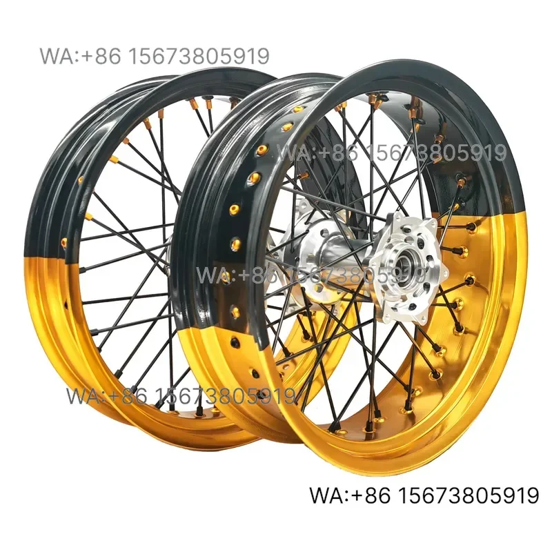 For  Wmwmnu  SXF EXC 250 300 350 450 17 Inch Bi Color Alloy Rims Wheel Silver CNC Hub Supermoto Wheel