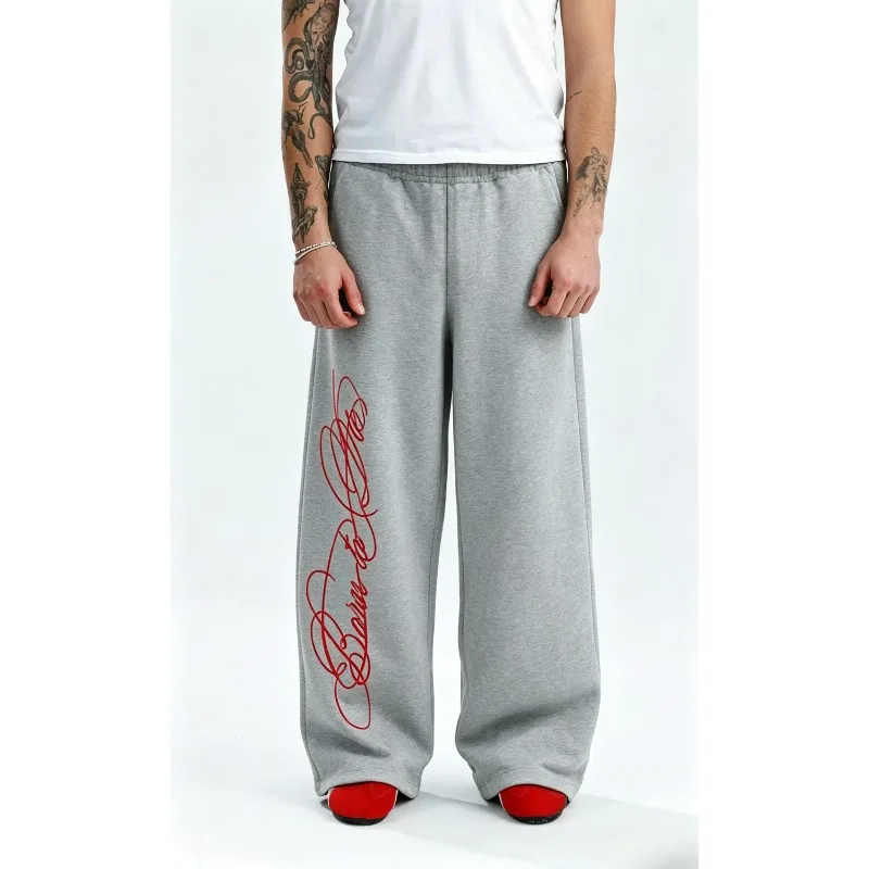 Men's -Lined Jogging Pants Thermal Winter Warmth - Loose Fit Mid-Rise Trousers with S, Machine Washable Polyester Suitable