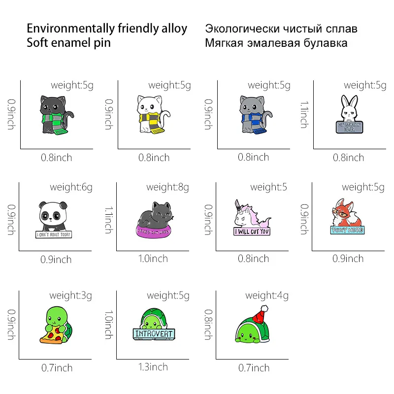 Broszka Panda żółw lis królik kot studencki broszka przypinki na klapę Cute Cartoon antyodblaskowa
