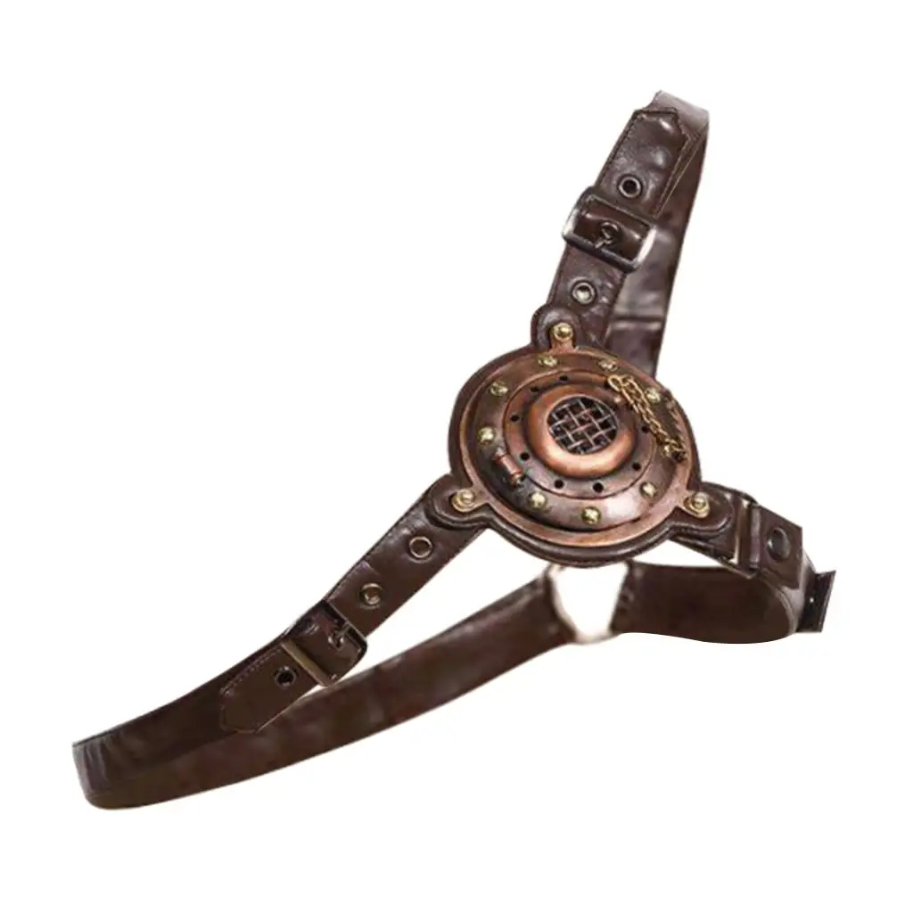 Steampunk Victorian Chest Harness Strap Belt Accessory With Led Light Brown