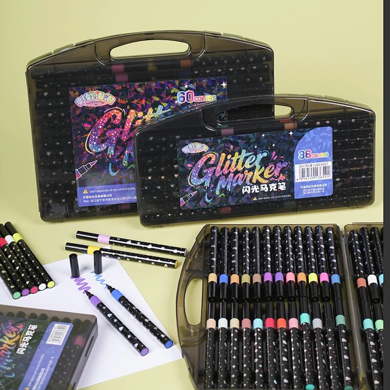 24/36/48/60 Colors Glitter Marker Art Markers Metallic Sparkle Paint Marker Pens DIY Crafts Birthday Cards, Making Poster, Album