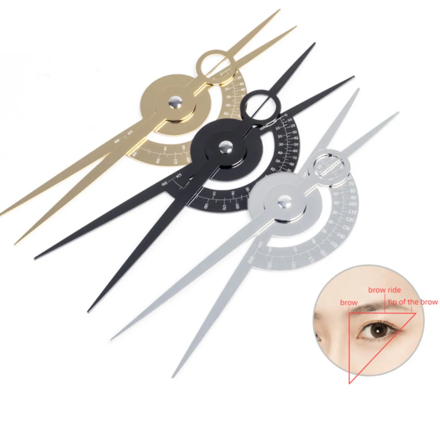 Stainless Steel Microblading Balance Positioning Equidistant Eyebrow Mapping Compass Golden Ratio Ruler Measurement Shaping Tool