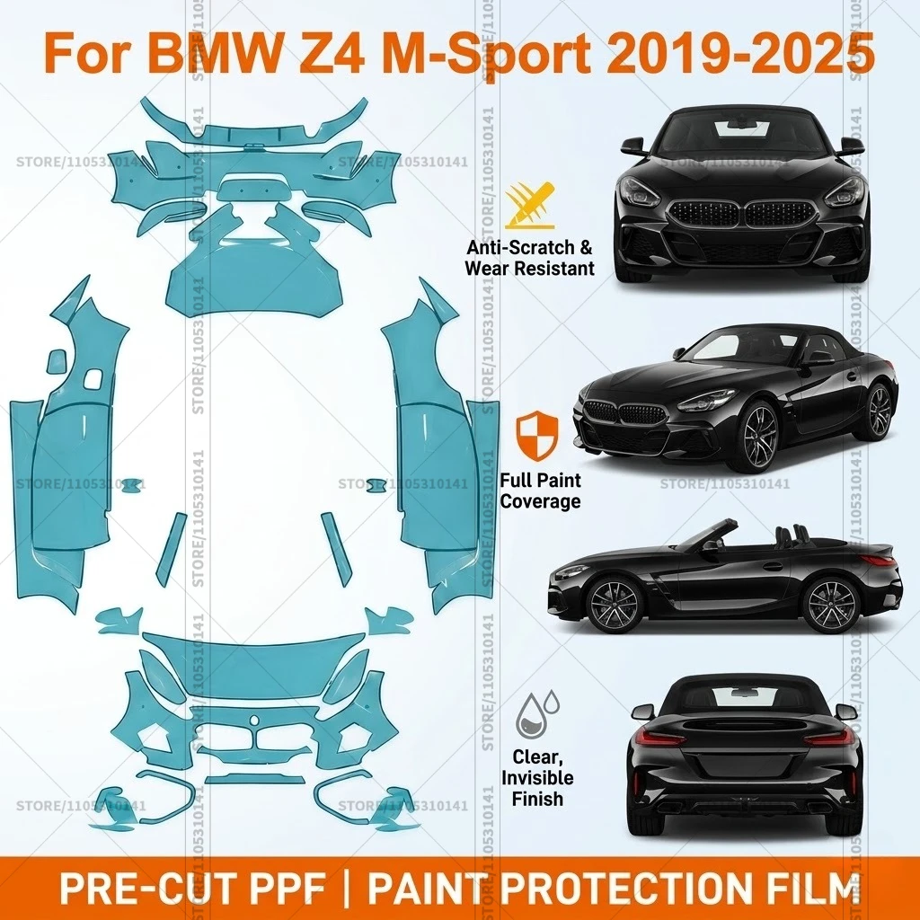 

Предварительно нарезанная прозрачная защитная пленка PPF для бампера, автомобильная пленка Clear Bra для BMW Z4 M-Sport 2019-2025