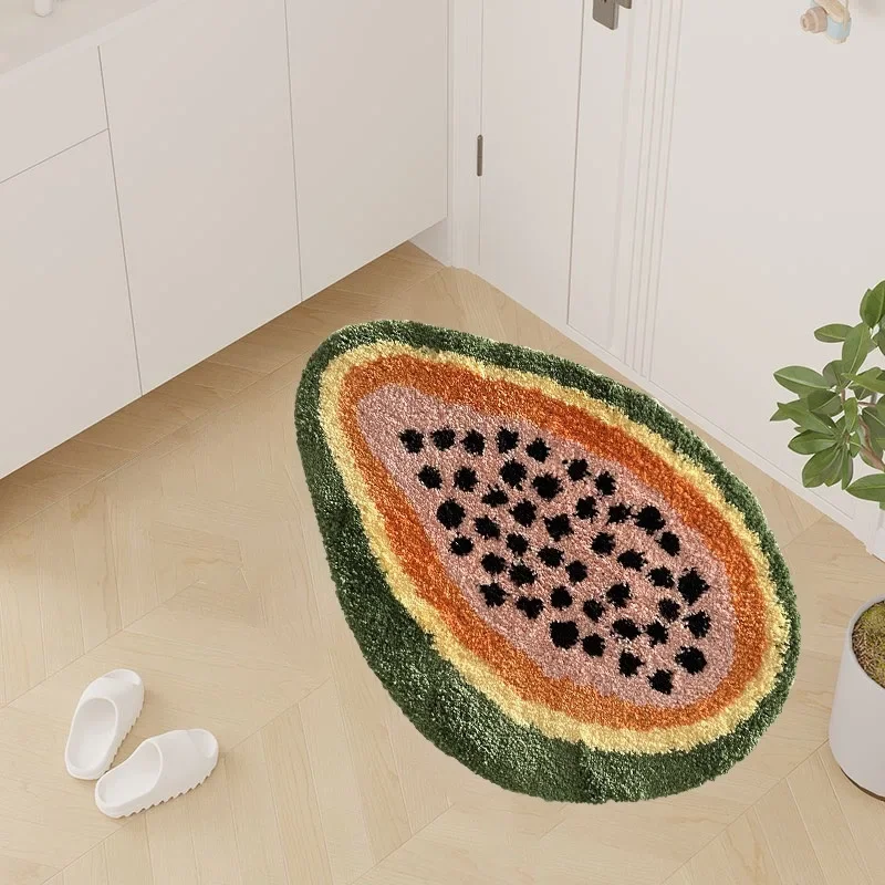 Cute Fruits Tufting Carpet Door Mat Soft Thick Fluffy Tuftted Bathroom Absorbent Rug Toilet Kitchen Entrance Floor Mat Foot Pad