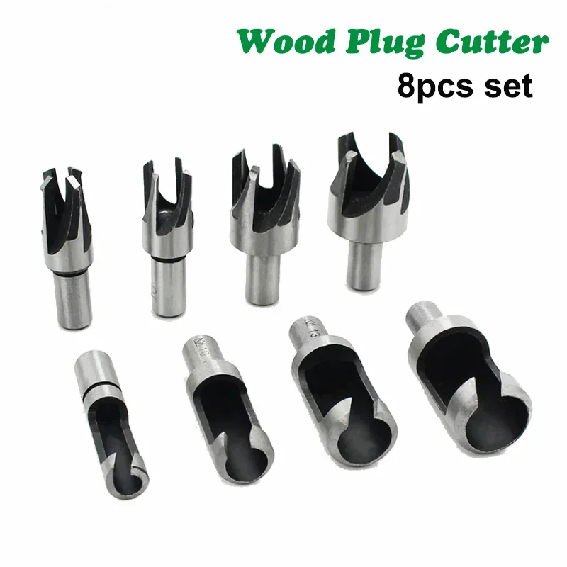 8PCS Wood Plug Cutters Set Woodworking Cutting Tool Wood Drill Bit Claw Cork Drill for Wood 5/8 1/2 3/8 1/4 Inch