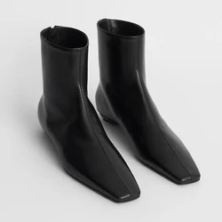 Withered 2024 jesienne minimalistyczne botki w stylu retro damskie kwadratowe Toe Chelsea Boots modne damskie eleganckie prawdziwej skóry