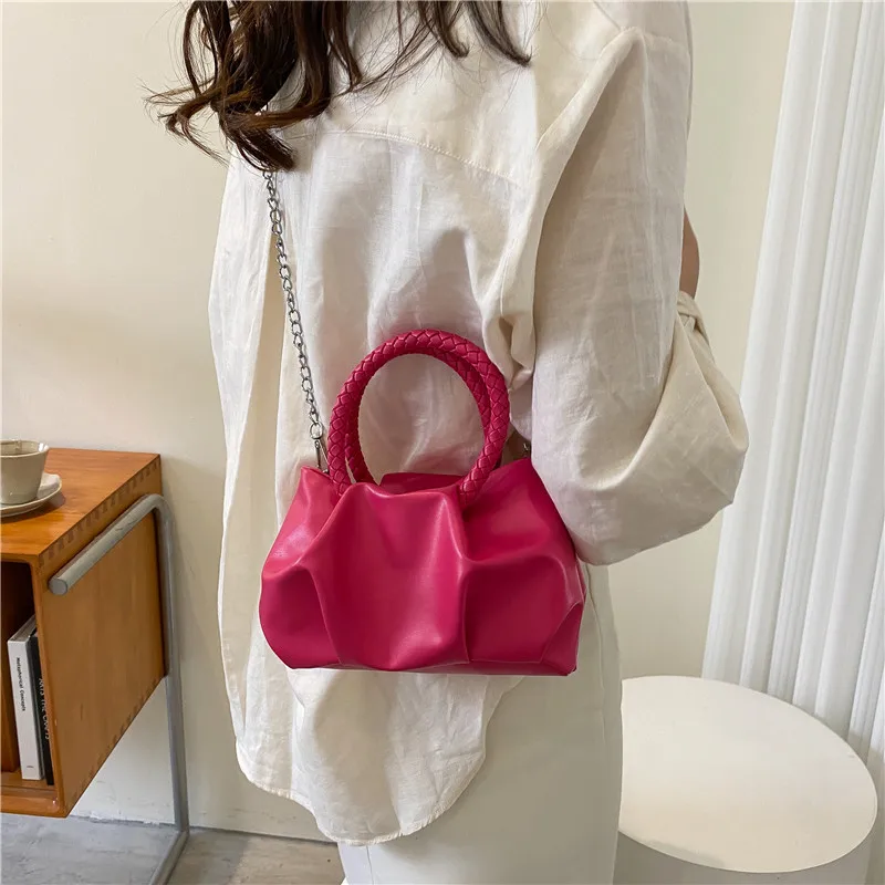 Bolso de mano de lujo a la moda para mujer, bandolera con cadena para la compra, bolso de mano con bola de masa hervida, 2022