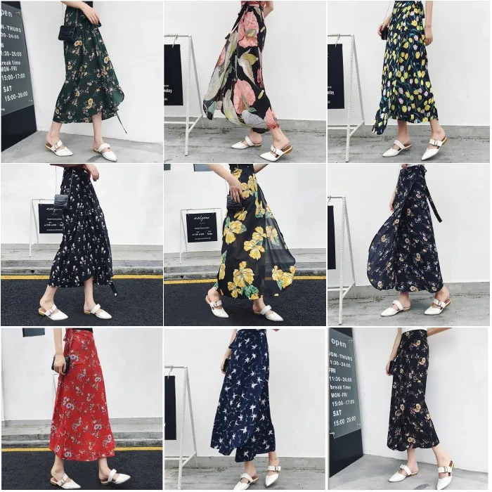 

n Floral Print ter Ne Piece Tie Waist Midi Skirt for Women Summer Vaion Beach Casual High Waist Long Skirt