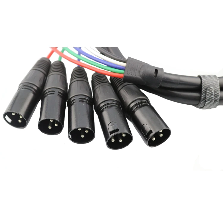 OEM factory-cable xlr de 3 pines con múltiples enchufes, conector macho a hembra, cable de alimentación DMX, luz de escenario, 5-8-10-16-20enchufes opcionales