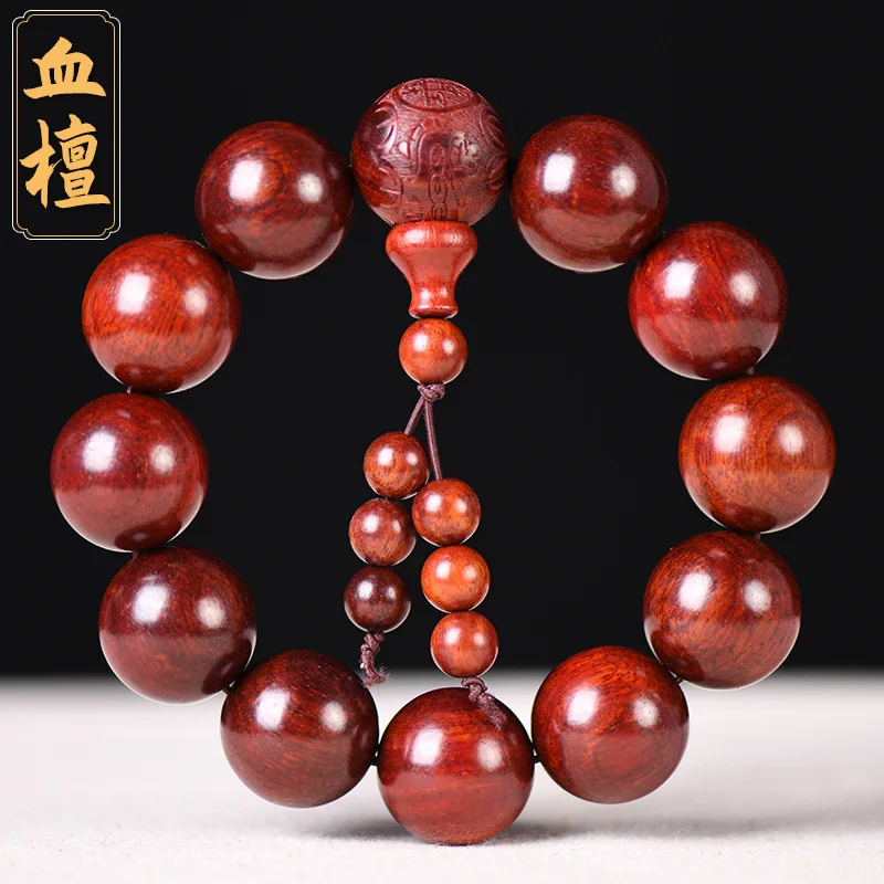 

Blood Sandalwood Chicken Blood Red Pixiu Three-way Disciple Pagoda Style Buddhist Bead Bracelet Men's Prayer Beads Cultural Play