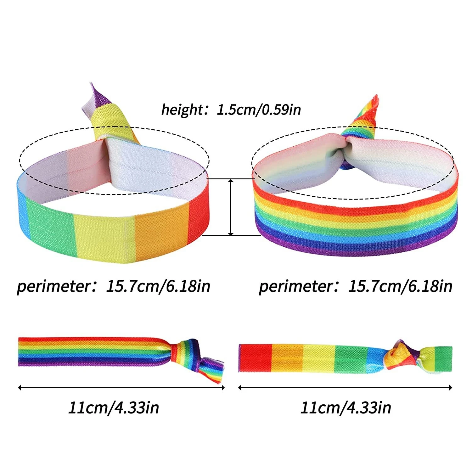 2 PCS/LOT LGBT Pride Rainbow Strap Bracelet Elastic HairBand Party Wristband Unisex Lucky Jewelry Gay Friendship Gifts