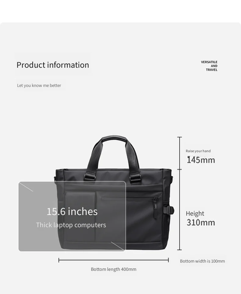 GOLF QUALITY Large Capacity Men's Briefcase 15.6" Business Travel Laptop Bag Casual Handheld File Multi-functional Office Bag