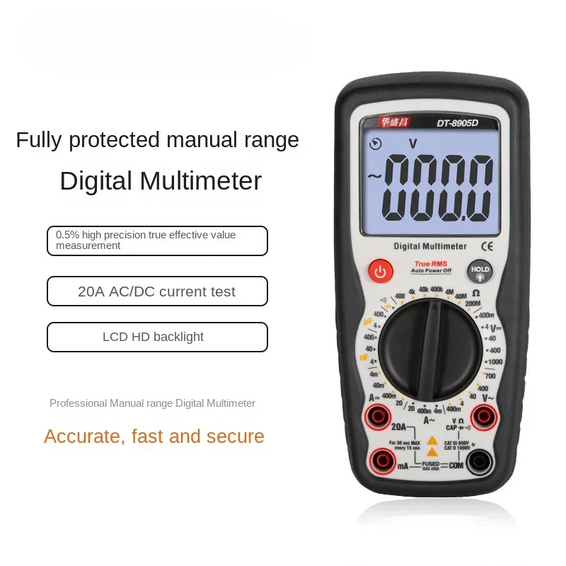 

DT-8905D Fully Protected Digital Multimeter High-precision Portable Manual Range Anti Burn Multifunctional Universal Meter