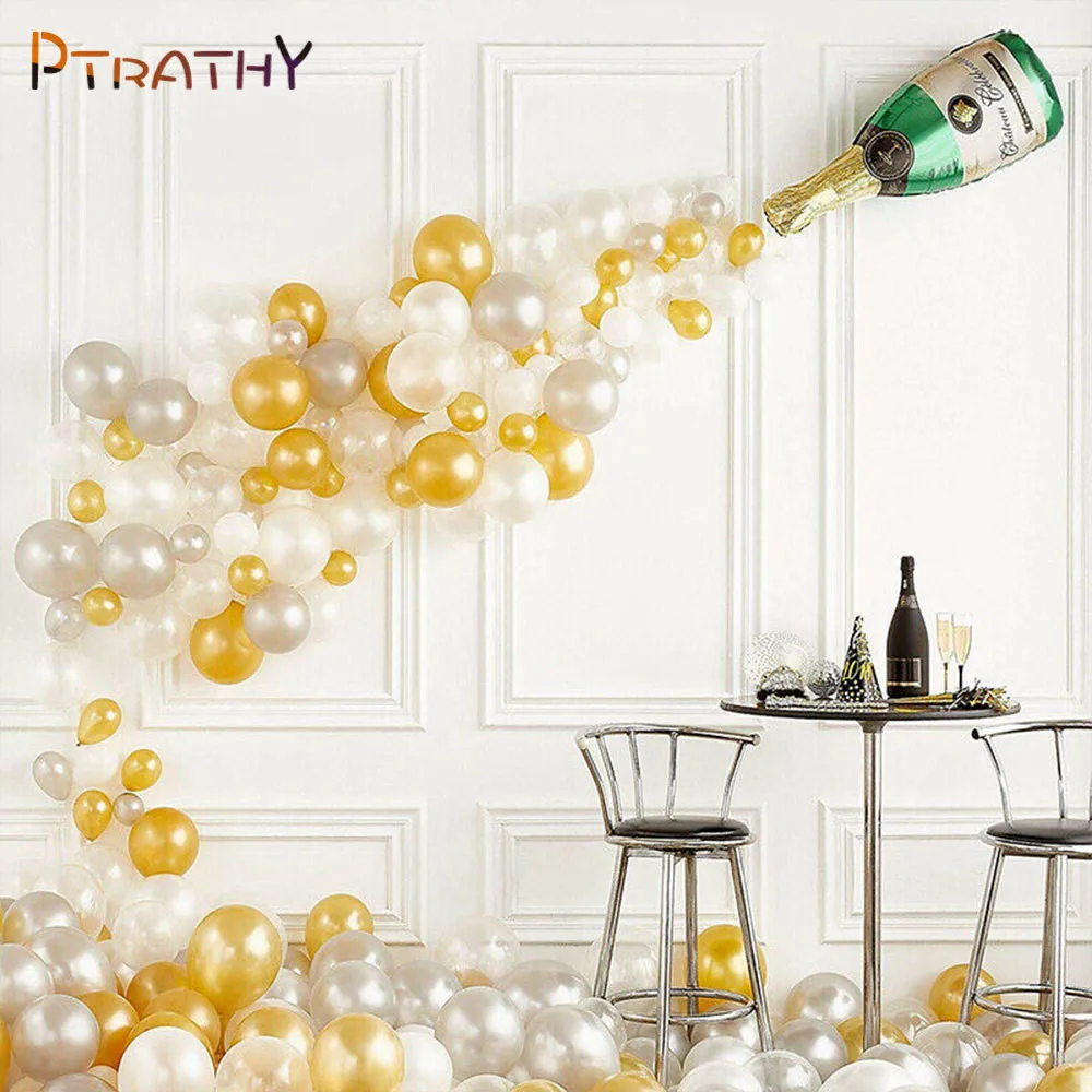 93/78pcs Big Champagne Bottle Foil Balloons 5/10/12inch Latex Balloons Wedding Adult Birthday Party Diy Decorations Air Globos