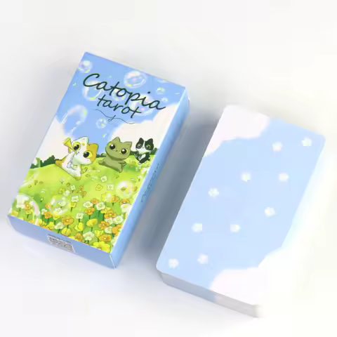Catopia Tarot Deck 78 Pcs Cute Tarot Cards Based on Rider Waite System 10.3*6cm