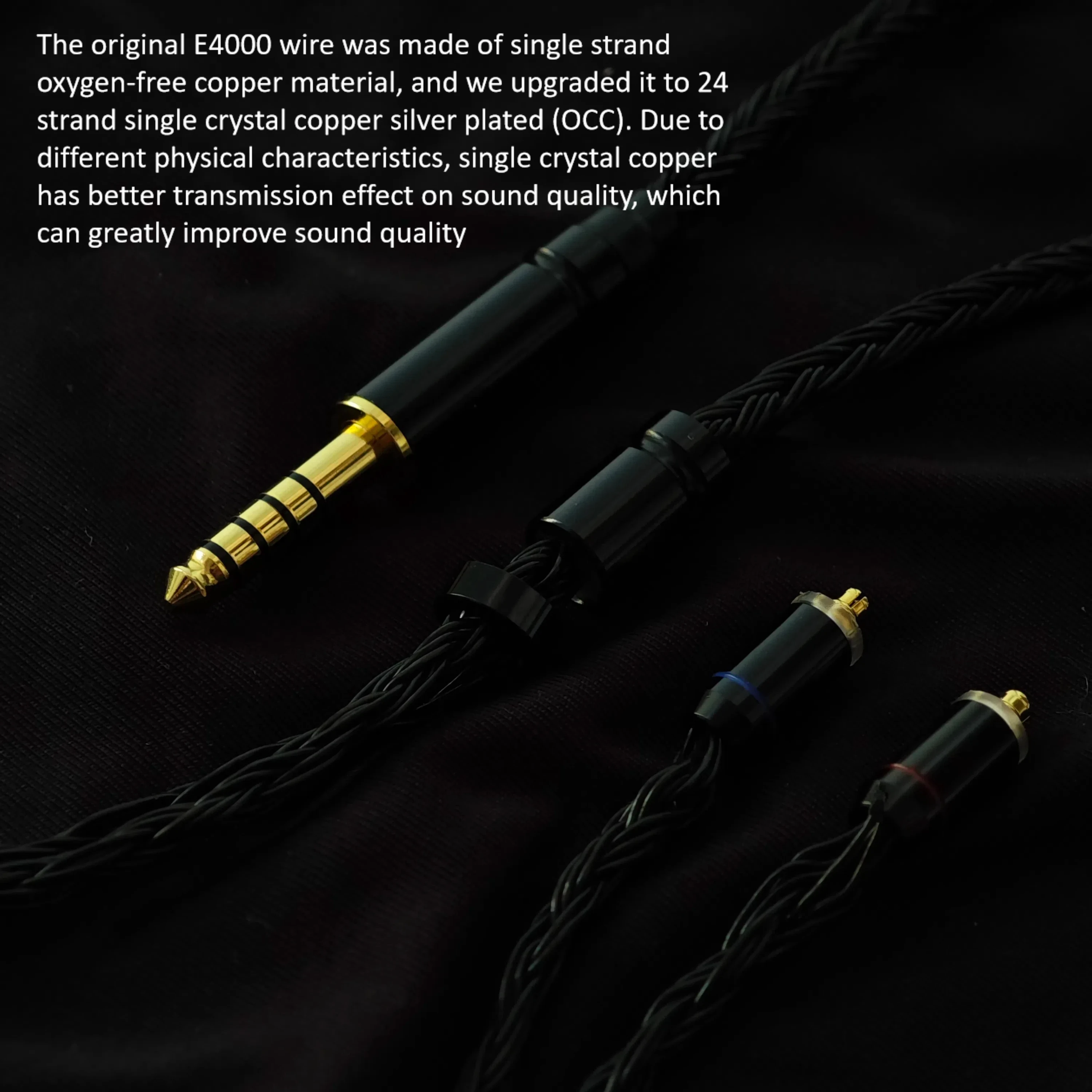 Compatible con cable de actualización de auriculares Final E4000, con micrófono, 24 núcleos, 4,4 mm equilibrado, OCC plateado, MMCX 2,5 3,5 4,4 mm