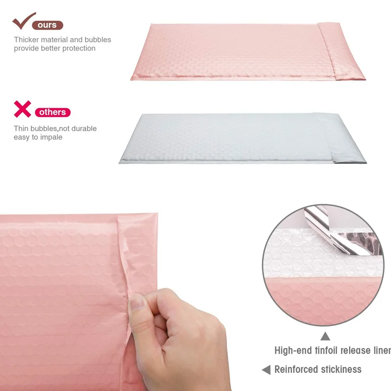 50Pcs Pink Mailer Poly Bubble Padded Mailing Envelopes for Mailer Gift Packaging Self Seal Bag Bubble Padding Bubble Mailers